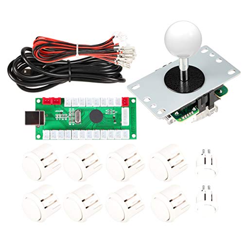 EG STARTS 1 Spieler Arcade DIY Kit USB-Encoder zu PC Arcade Joystick-Tasten für USB MAME PC-Spiel DIY & Raspberry Pi Retro Controller Teile (Weiß) von EG STARTS