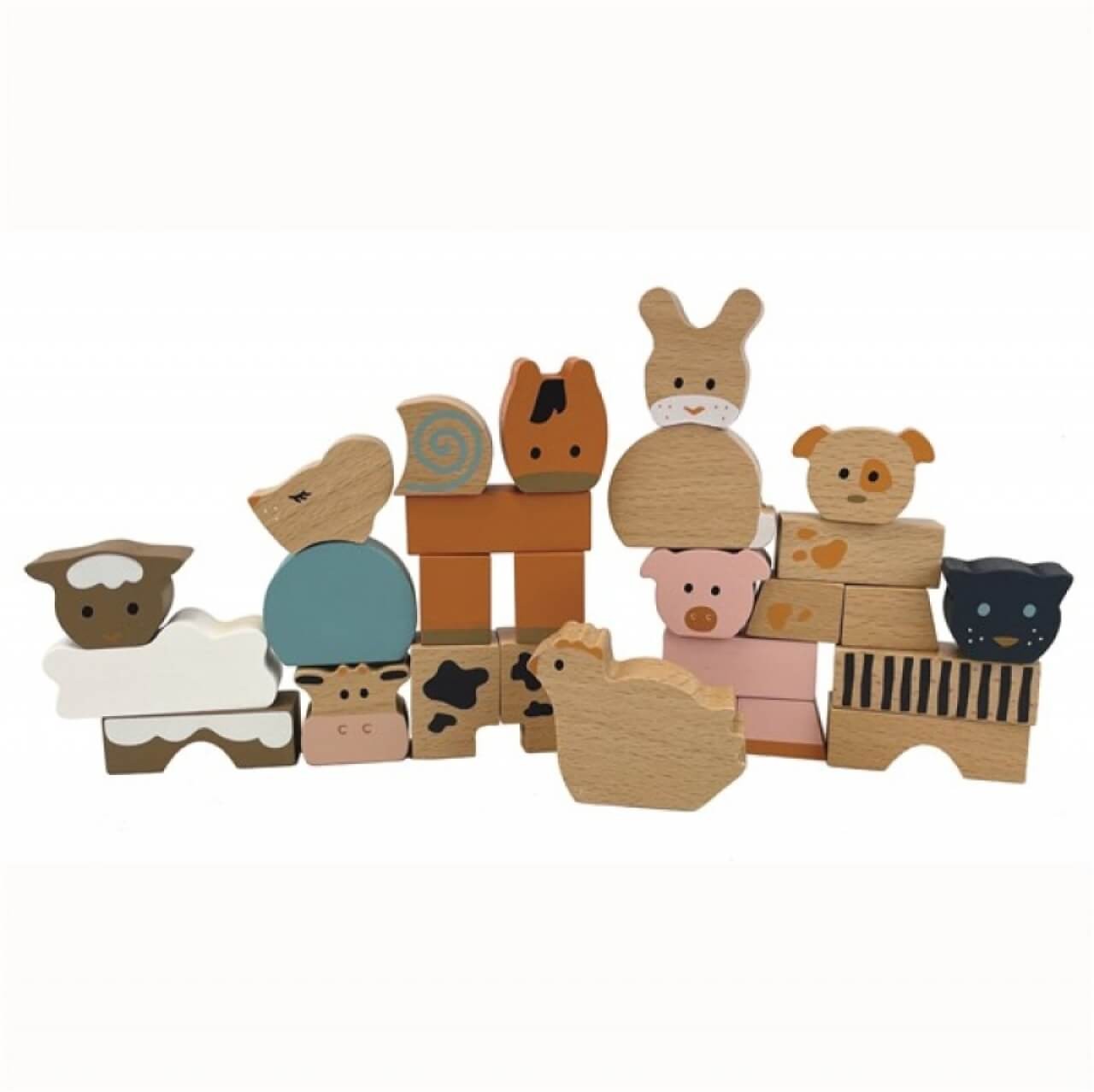 Bauernhof-Tierset zum Stapeln aus Holz - Stapelspiel von EGMONT TOYS