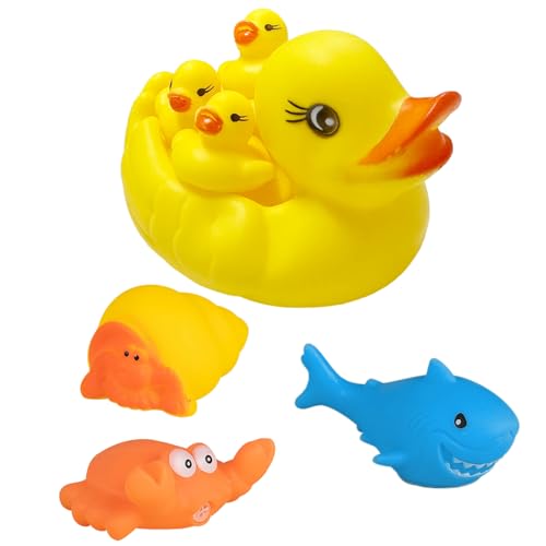 7-teiliges Schwimmbadspielzeug, Badespielzeug, kleines gelbes Enten-Badespielzeug, Fischspielzeug, Badespielzeug-Sets für Jungen und Mädchen, Krabben-Badespielzeug von EHDWXVZM