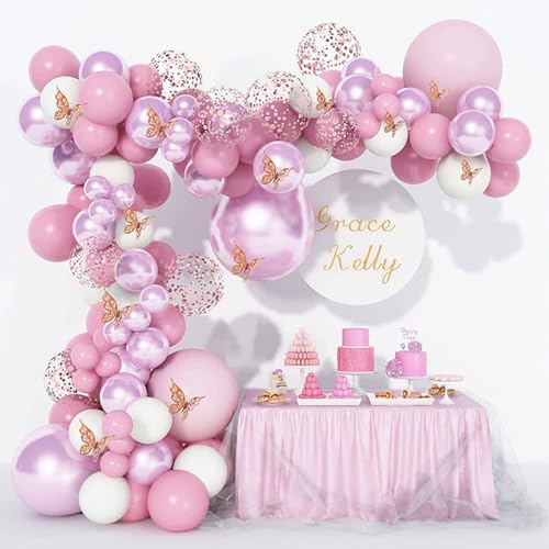 Rosa Luftballons Bogen Kit 113pcs Geburtstag Luftballons Geburtstag Party Hochzeit Valentinstag Prinzessin Baby Shower Party Dekoration von EHGEUYL