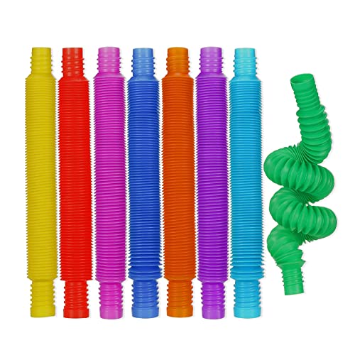 EHIOG 8 Pack Mini Pop Tubes Sensory Toy, Multicoloured Stretch Tube Sensory Toy for Children, Stress and Anxiety Relief, Motor Skills for Toddlers, Fidget Toy, Learning, 100% Fun von EHIOG