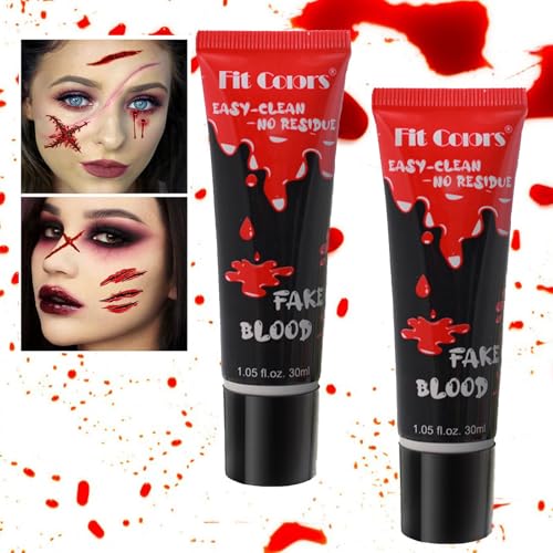 EHIOG 2 Pcs Halloween Kunstblut, gerinnter Blutschorf, Blutgel, für Halloween Kostüm, Zombie, Vampir und Monster Make-up & Dress Up-60 ml von EHIOG