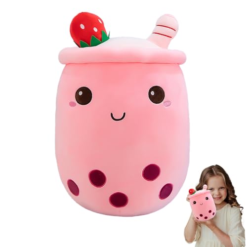 EHIOG Bubble Tea Kuscheltier, Stofftier Plüschkissen, Milchtee Teetasse Kissen Puppe Wurfkissen, Kreatives Geschenk Gefüllt für Kinder Mädchen Jungen (35cm/12.8inch, Rosa) von EHIOG