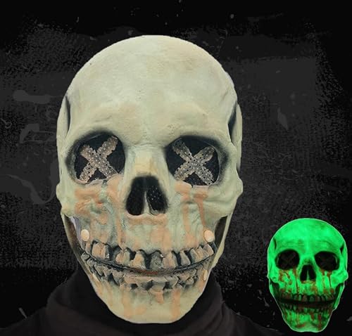 EHIOG Halloween Maske, Halloween Maske für Erwachsene Full Head Cover Maske, Skelett-Zubehör, Cosplay, Kostüm für Erwachsene, Männer und Frauen von EHIOG