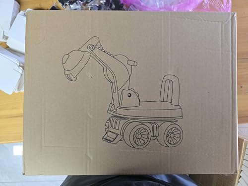 EHIOG Sitzbagger, Baby Sitzbagger, Bagger Kinder mit Licht und Musik, Baggerfahrzeug zum Sitzen bis 60 kg, Rutschauto für Kinder ab 18 Monaten, Gelb, 24 x 10.5 x 19 cm von EHIOG