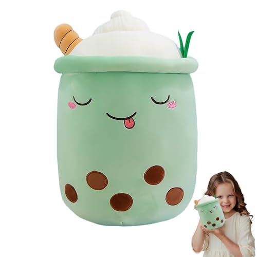 EHIOG Stofftier Plüschkissen, Bubble Tea kuscheltierMilchtee Teetasse Kissen Puppe Wurfkissen, Kreatives Geschenk Gefüllt für Kinder Mädchen Jungen (25cm/9.8inch, Grün) von EHIOG