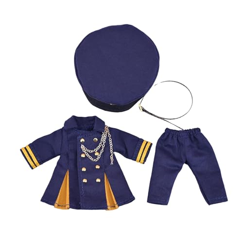 EHJRE 1/12 Mode Puppenkleidung,Miniatur Puppenzubehör Geschenk,Kinderspielzeug,Stilvolles Puppenuniform Mantel Set,Kostüm für Ob11 Puppen, Blau von EHJRE