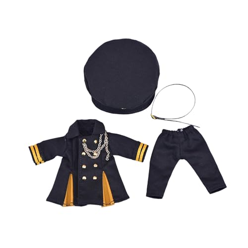 EHJRE 1/12 Mode Puppenkleidung,Miniatur Puppenzubehör Geschenk,Kinderspielzeug,Stilvolles Puppenuniform Mantel Set,Kostüm für Ob11 Puppen, Schwarz von EHJRE