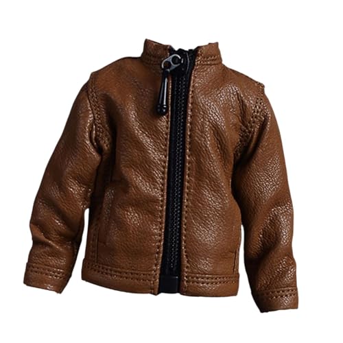 EHJRE 1/12 PU Jacke für Puppen, Miniaturkleidung für 6 Zoll Figuren, Braun von EHJRE