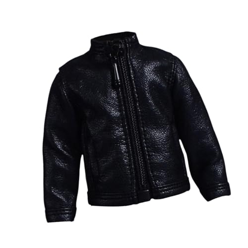 EHJRE 1/12 PU Jacke für Puppen, Miniaturkleidung für 6 Zoll Figuren, Schwarz von EHJRE