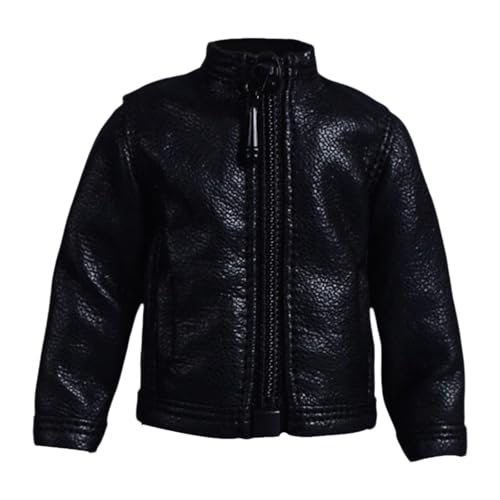 EHJRE 1/12 PU Jacke für Puppen, Miniaturkleidung für 6 Zoll Figuren, Schwarz von EHJRE