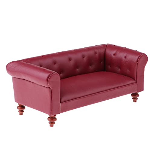 EHJRE 1/12 Puppenhaus Dekoration Puppenhaus Couch Sessel Sofa, rot, # C von EHJRE