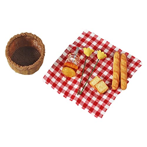 EHJRE 1:12 Puppe Pretend Spielen Dekoration Set Puppenhaus Szene Zubehör Requisiten 1/6 Puppe Spielzeug Küche, Rotes Plaid von EHJRE