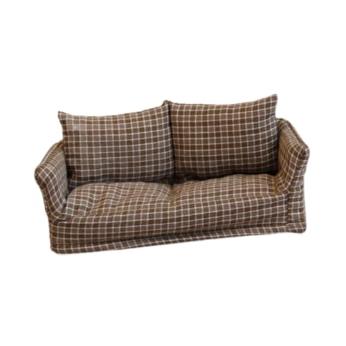 EHJRE 1:12 Puppenhaus Sofa Mini Couch Spielzeug für BJD Puppe, Braun von EHJRE