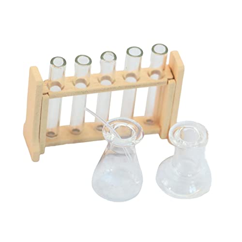 EHJRE 1:12 Skala Experimente Puppenhaus Reagenzglas Set Klar Glas Reagenzgläser Miniatur Modell Spielzimmer Ornament, Beige von EHJRE