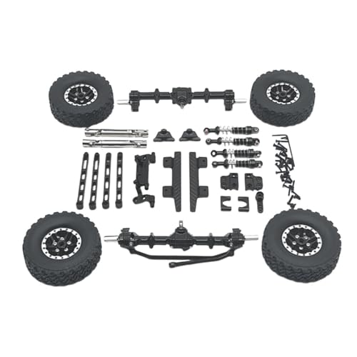 EHJRE 1:12 Skala Vorder-und Hinterachse Set Reifen Klemme Räder Pedal Modell LKW DIY Zubehör, Schwarz von EHJRE