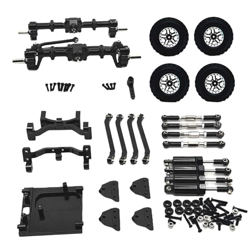 EHJRE 1:12 Vorder- und Hinterachse Montage Upgrades Kit, Shock Mount Reifen Klemme Räder für MN99S DIY ACCS, Schwarz von EHJRE