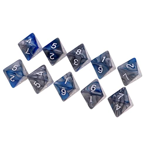 EHJRE 10/Set Polyeder 8 Seitige D8 Spiel Set & Spiel, Grau + Blau, 18mm von EHJRE