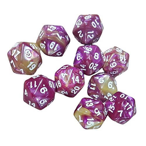 EHJRE 10 Stücke 20 Seitige Würfel D20 Polyhedral Würfel für Und Drachen Tabelle Spiele, Lila Rot von EHJRE