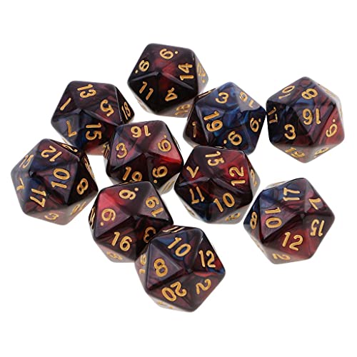 EHJRE 10 Stücke 20 Seitige Würfel D20 Polyhedral Würfel für Und Drachen Tabelle Spiele, Rot Schwarz -a von EHJRE