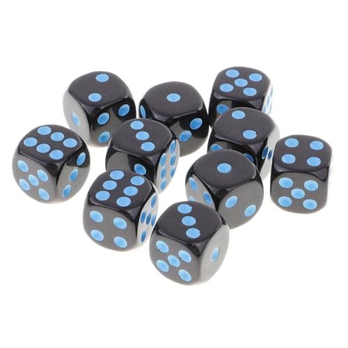 EHJRE 10 Teiliges D6 Set mit Sechs Seiten für RPG Party Brettspiele, Blau Schwarz von EHJRE