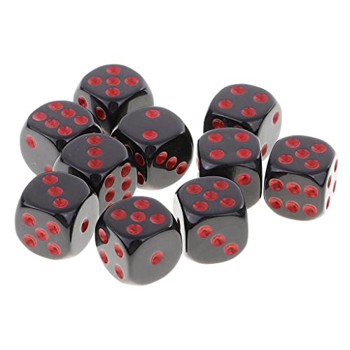 EHJRE 10 Teiliges D6 Set mit Sechs Seiten für RPG Party Brettspiele, rot schwarz von EHJRE