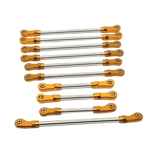 EHJRE 10Pcs RC Lenkung Servo Link RC Auto Upgrade RC Auto Teile Upgrades Kits für 104010 1/10 RC, Gold von EHJRE