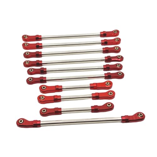 EHJRE 10Pcs RC Lenkung Servo Link RC Auto Upgrade RC Auto Teile Upgrades Kits für 104010 1/10 RC, Rot von EHJRE