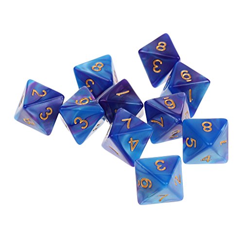 EHJRE 10pcs 8 Sided Dice D8 Polyedrische Würfel für and Dragons Tischspiele, Blau Lila, 16mm von EHJRE