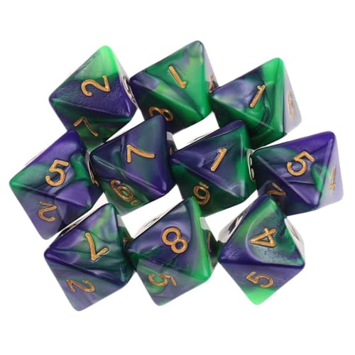 EHJRE 10pcs 8 Sided Dice D8 Polyedrische Würfel für and Dragons Tischspiele, Grün Lila, 16mm von EHJRE