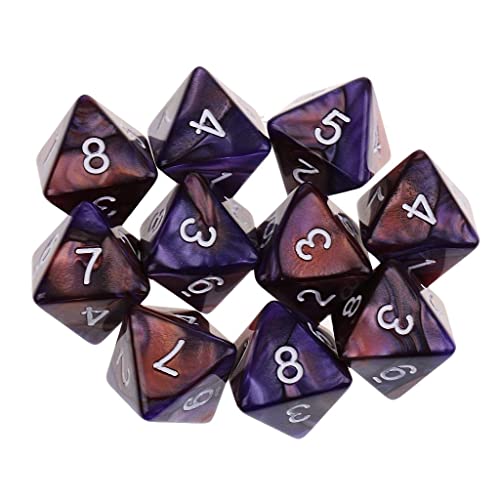 EHJRE 10pcs 8 Sided Dice D8 Polyedrische Würfel für and Dragons Tischspiele, Lila Kaffee, 16mm von EHJRE