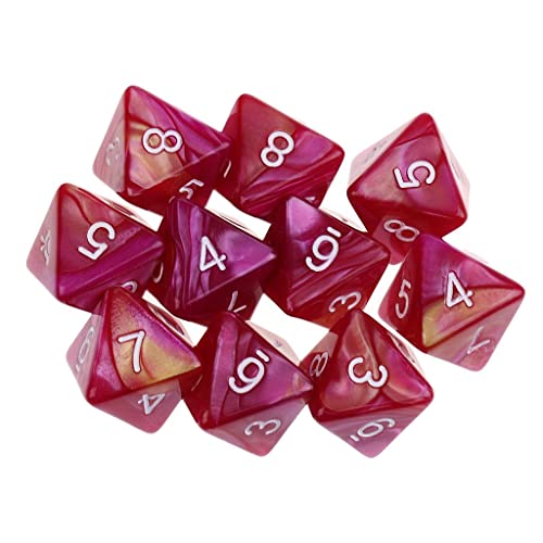 EHJRE 10pcs 8 Sided Dice D8 Polyedrische Würfel für and Dragons Tischspiele, Lila Rot, 16mm von EHJRE