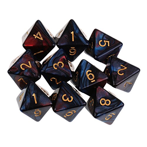 EHJRE 10pcs 8 Sided Dice D8 Polyedrische Würfel für and Dragons Tischspiele, rot blau, 16mm von EHJRE