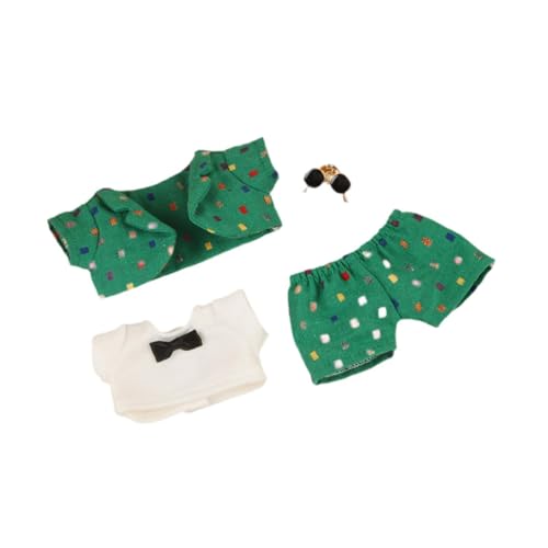 EHJRE 15 cm Puppenkleidung Set für Spielzeug mit Mantel, T-Shirt, Hosen und Brille, GrÜn von EHJRE