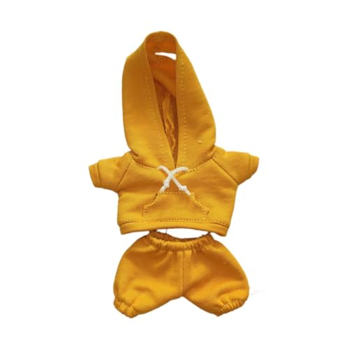 EHJRE 17 cm Puppenkleidung, Puppenkleidung, Kapuzenpullover, Sweatshirt Set, Stoffpuppenzubehör, Modische Kostüme, Bequem, Gelb von EHJRE