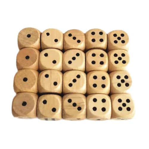 EHJRE 20 Stück Holz D6 Sechs Seitige Würfel Standard für Rolle Spielen Bord Spiele von EHJRE