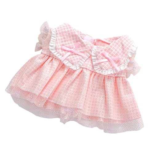 EHJRE 20cm Mädchen Puppe Kleid Dress up Phantasie Anhänger Puppe Stilvolle Weiche Outifit Kostüme, Rosa Gitter von EHJRE