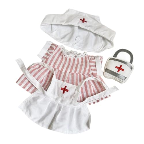 EHJRE 20cm Plüsch Puppenkleidung Kuscheltiere Kleidung,Bequem,Puppenkleidung,Plüsch Puppenzubehör,Puppenkrankenschwester Outfit Süß, Rosa von EHJRE