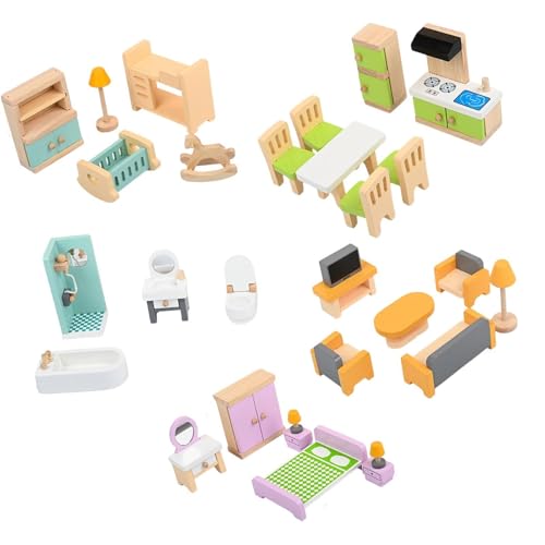 EHJRE 27 Teiliges Möbel Spielzeug Set, Miniatur Möbel, Möbel, Modell, Mini Sofa, Tisch, Puppenhaus Möbel Set für Wohnzimmer Dekor von EHJRE