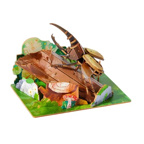 EHJRE 3D Tierpuzzles, Holzmodelle, Holzbausätze, Lehrreich für Kinder Im Alter von 4–7 Jahren, Laubholzkäfer von EHJRE