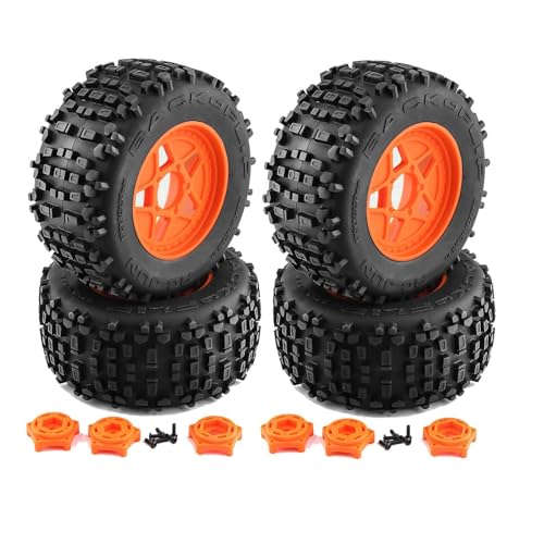 EHJRE 4 Stück RC-Autoräder und -Reifen RC-Upgrade-Teile Gummireifen Räder Felgen für 1/8 RC-Auto Off Roads Modell-Trucks DIY, Orange, Stil b von EHJRE