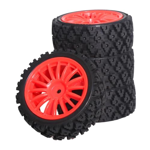 EHJRE 4 Teiliges Reifenset, Professioneller Universeller RC Auto Verschleißschutz Ersatz für XV01 XV02 Modell Crawler DIY Zubehör Trucks, Rot von EHJRE