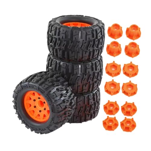 EHJRE 4X RC Reifen Reifen, 125 Mm Durchmesser, Verschleißfestigkeit, Radreifen Set, Ersatzteile für 1:10 RC Car Crawler Zubehör, Orange von EHJRE