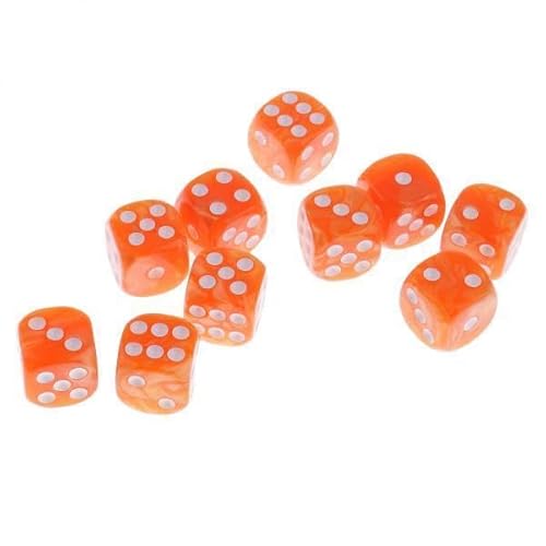 EHJRE 5x10 Stück 6 Seitige Sterben Perlmuttfarben für Party Pub Casino Supplies Requisiten 1,6 cm Orange von EHJRE