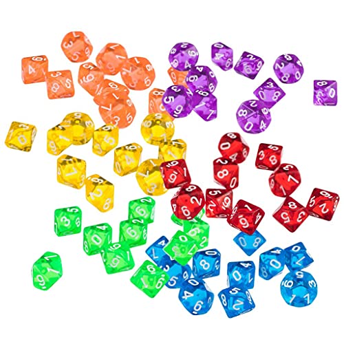 EHJRE 60 Stück Acryl Ten Dided D10 Würfel für Party Brettspielgeschenke, Multi, 30mm von EHJRE