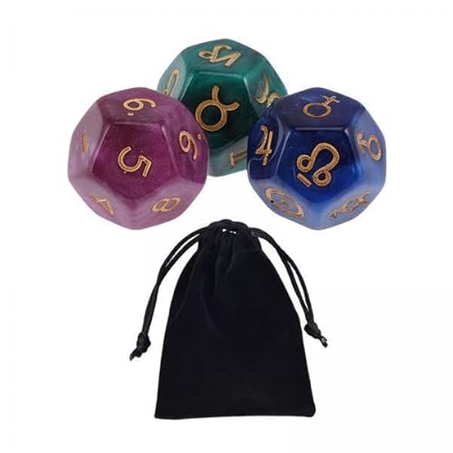 EHJRE 6x3x12 Seitige Astrologische Würfel Konstellation Würfel Unterhaltung Spielzeug Sammlerstücke Polyedrische Würfel Set für Rolle Spielen Tisch Brettspi von EHJRE