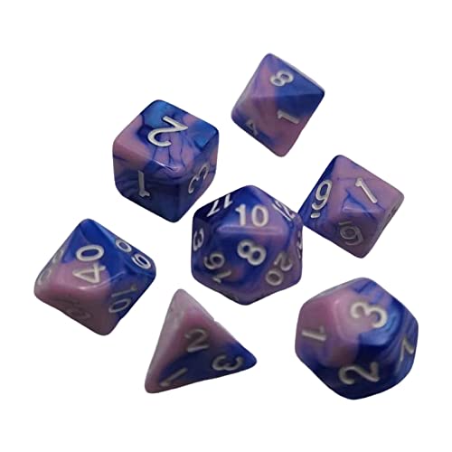 EHJRE 7 Teiliges Set mit Bunten Polyedrischen Würfeln, Geschenken, Klaren Zahlen, Unterhaltungsspielzeug, D4 D20, Brettspiel Requisiten, Acryl für Familient, Pink Blau von EHJRE