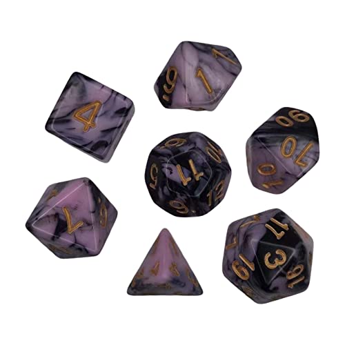 EHJRE 7 Teiliges Set mit Bunten Polyedrischen Würfeln, Geschenken, Klaren Zahlen, Unterhaltungsspielzeug, D4 D20, Brettspiel Requisiten, Acryl für Familient, Pink Schwarz von EHJRE