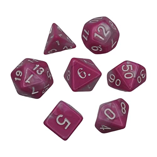 EHJRE 7 Teiliges Set mit Bunten Polyedrischen Würfeln, Geschenken, Klaren Zahlen, Unterhaltungsspielzeug, D4 D20, Brettspiel Requisiten, Acryl für Familient, rosa weiß von EHJRE