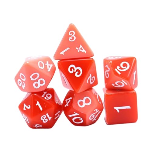 EHJRE 7 Teiliges Würfelset Aus Acryl, D4, D8, D10, D12, D20, Brettspiel, RPG Partyspielzeug, Mehrseitige Würfel, Polyedrische Würfel, Rot von EHJRE